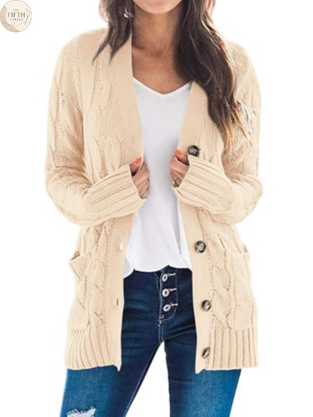Chunky Cable Knit Cardigan Sweater Button Down Fall Coat
